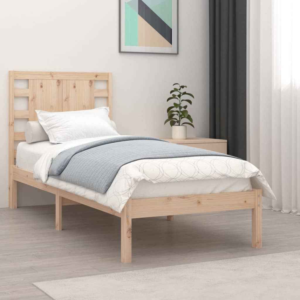 vidaXL Estrutura cama pequena solteiro 75x190 cm madeira maciça preto